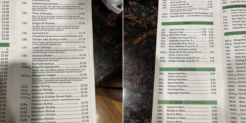 China King Chinese Restaurant Menu