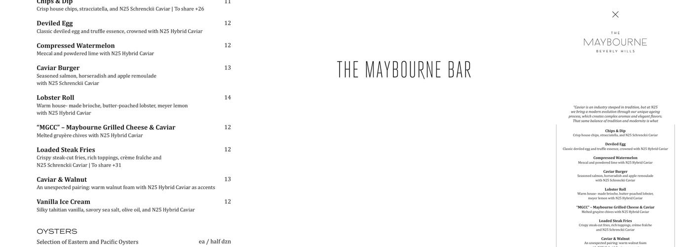 The Maybourne Bar Menu