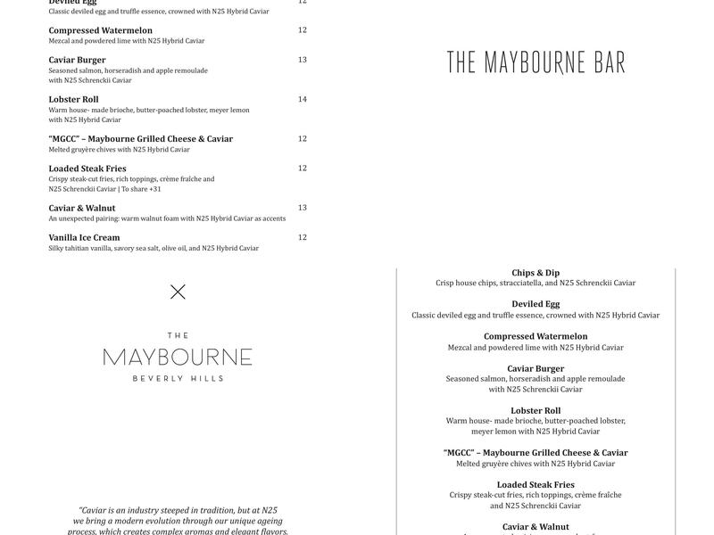 The Maybourne Bar Menu