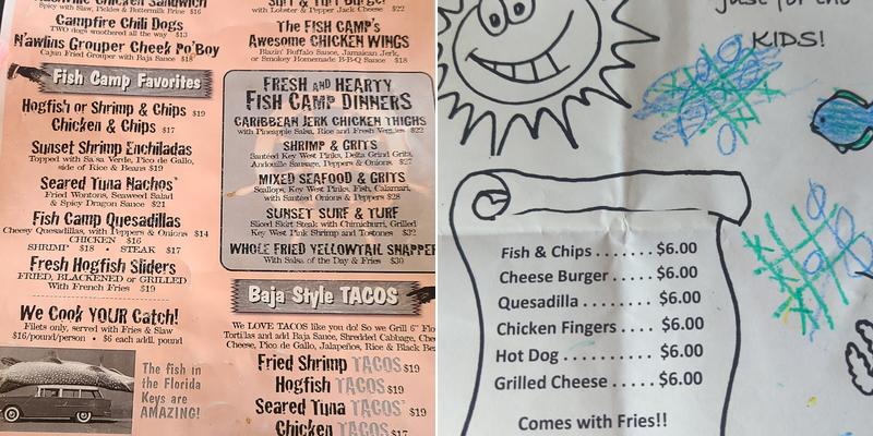 Back side of paradise Menu