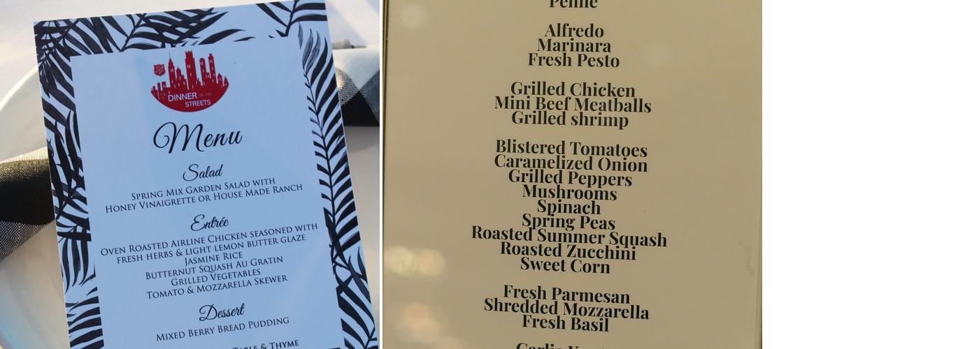 Table and Thyme Catering Menu