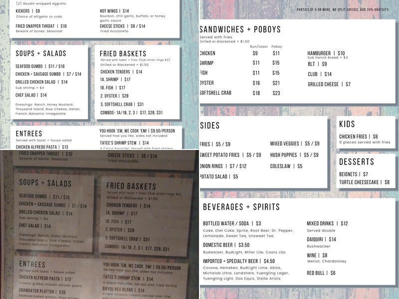 CrawGators Bar & Grill Menu