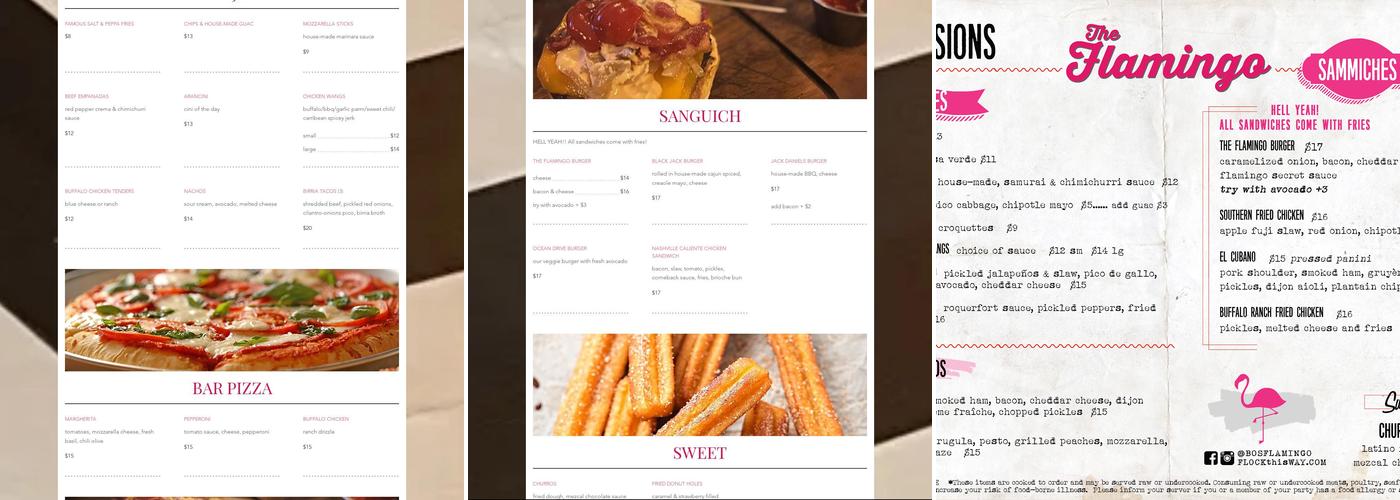 The Flamingo Menu