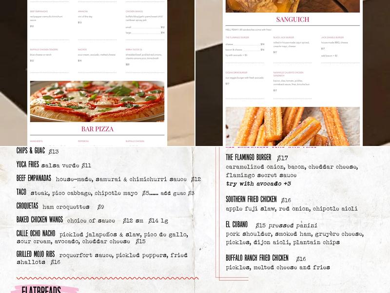 The Flamingo Menu