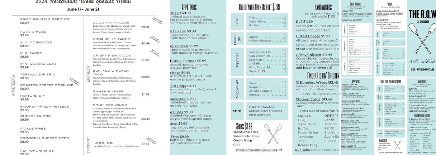 The R.O.W. - Bowling Green, OH Menu