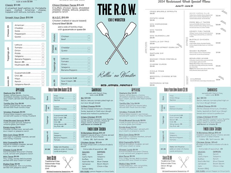 The R.O.W. - Bowling Green, OH Menu
