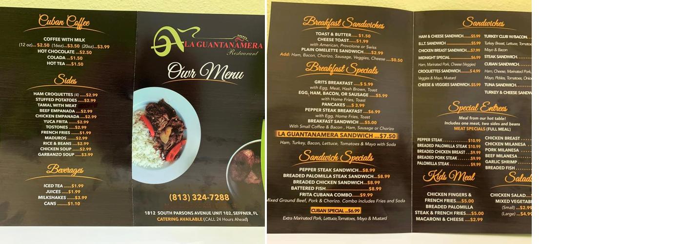 La Guantanamera Menu
