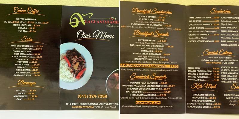 La Guantanamera Menu