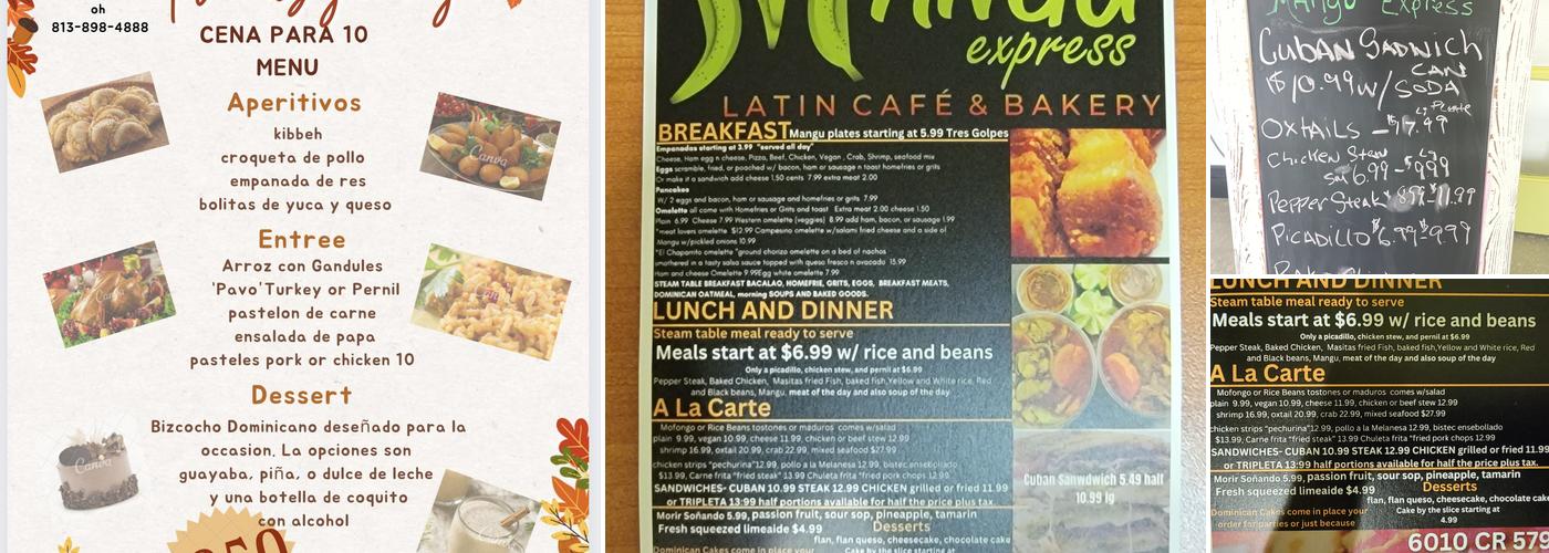 Mangu Express Latin Cafe & Bakery Menu