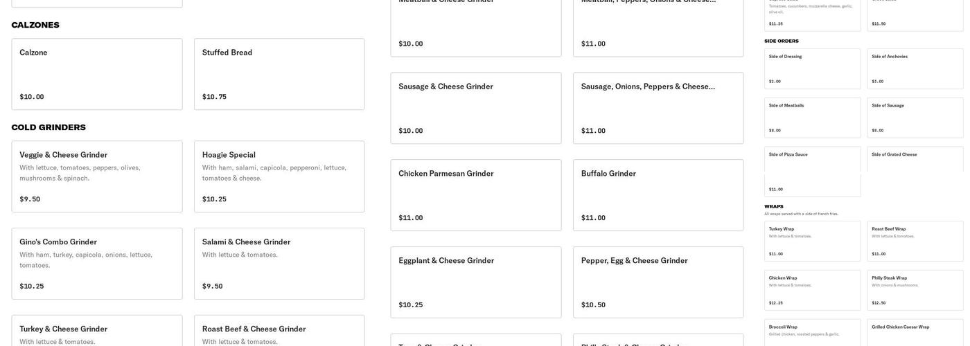 Gino's Pizza House Menu