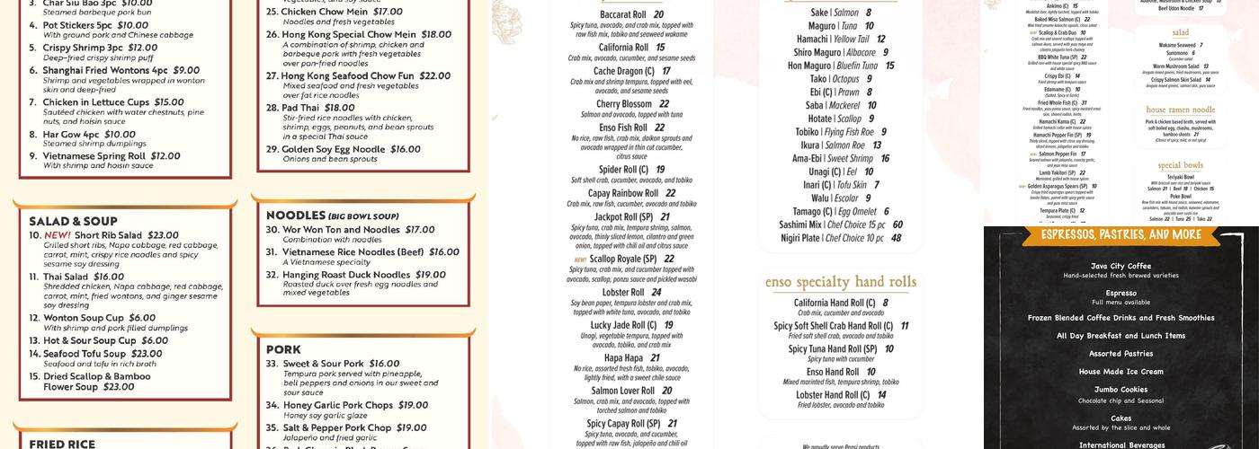 Canyon Cafe Menu