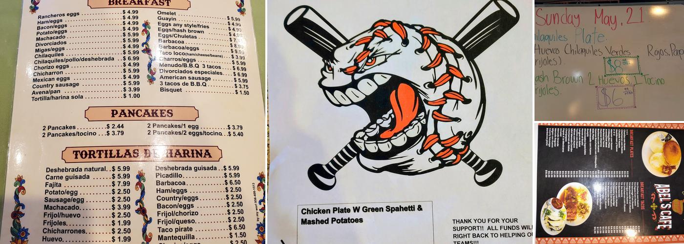 Abel's Cafe Menu