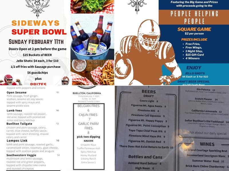 Sideways Lounge Menu
