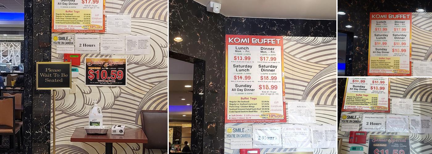 Komi buffet Menu