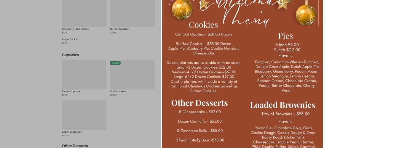 Not Just Cakes Menu