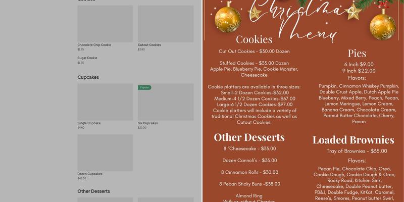 Not Just Cakes Menu