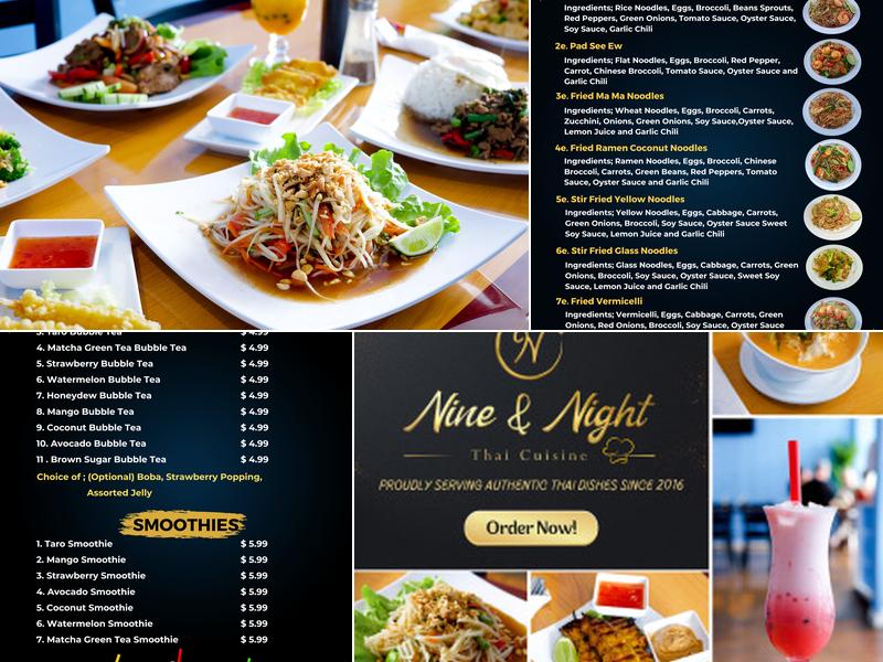 Nine & Night Thai Cuisine Menu