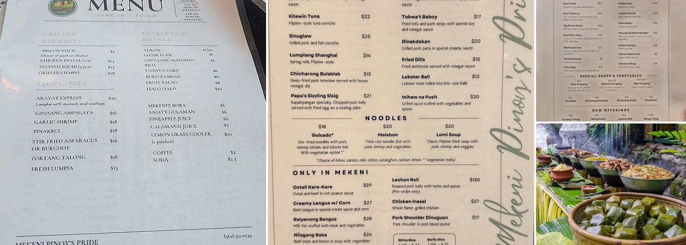 Mekeni Pinoy's Pride Menu