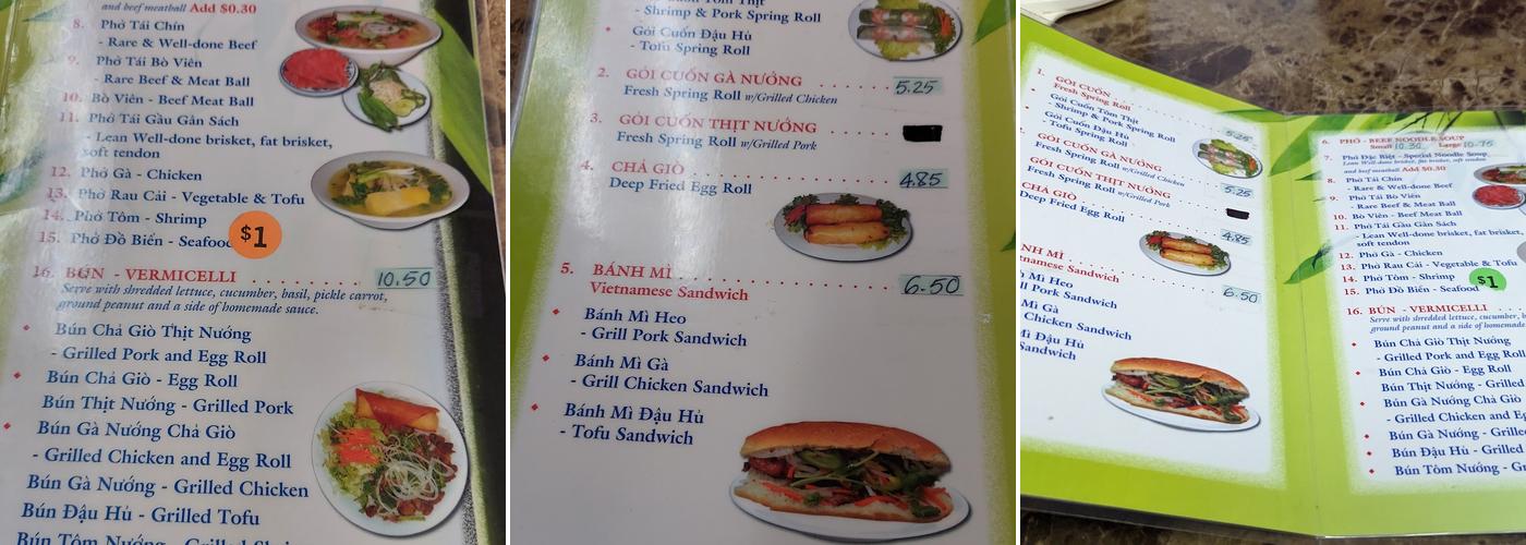 Pho BT Menu