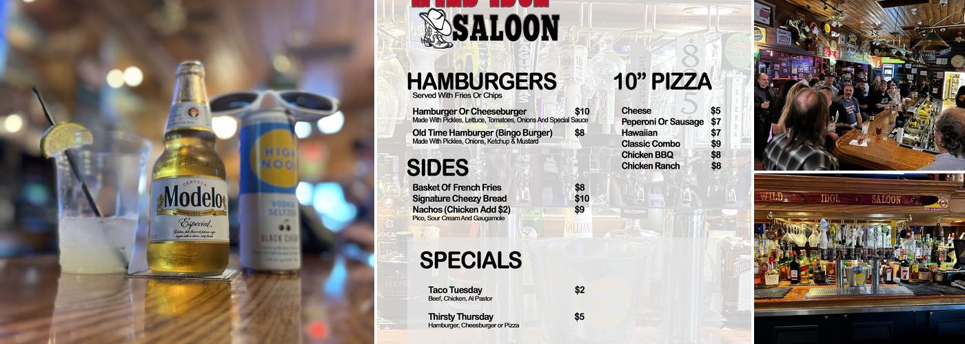 Wild Idol Saloon Menu