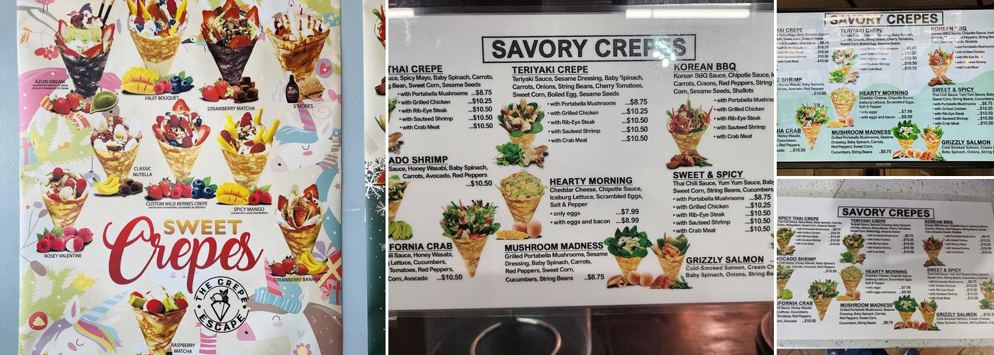 The crepe escape and creamery Menu