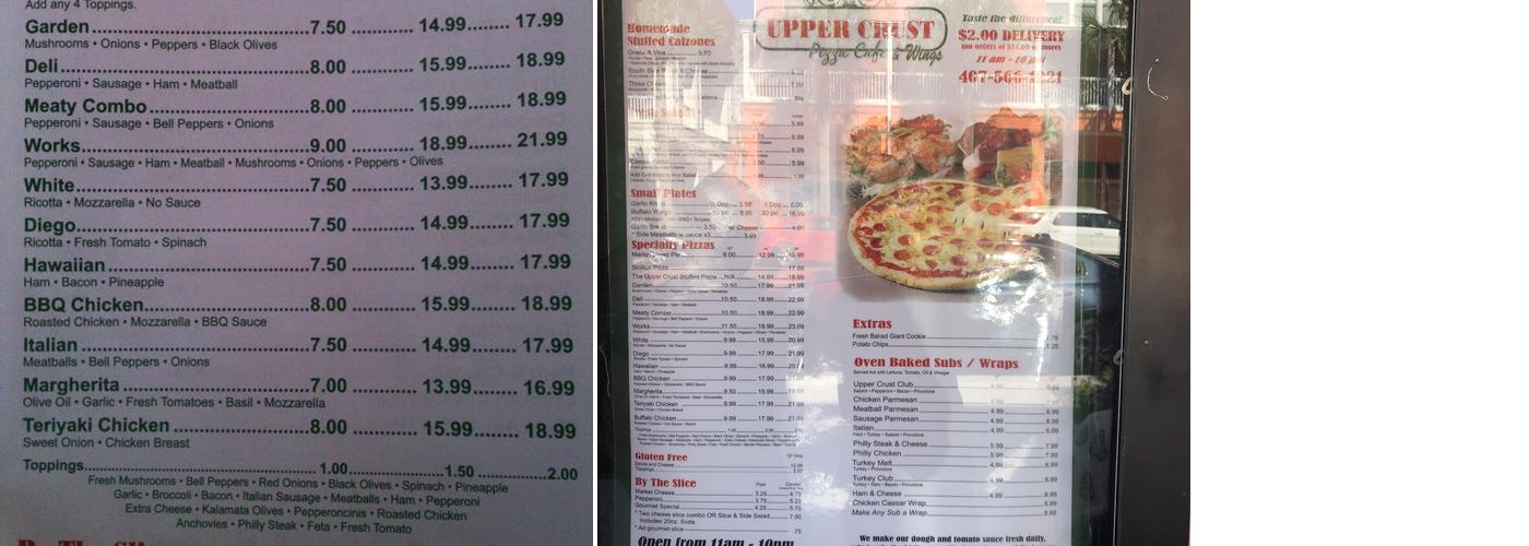 Calzones New York Style Pizza Menu