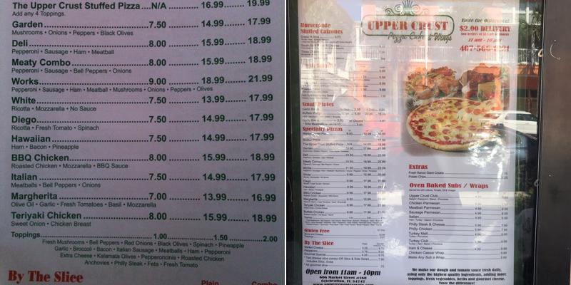 Calzones New York Style Pizza Menu