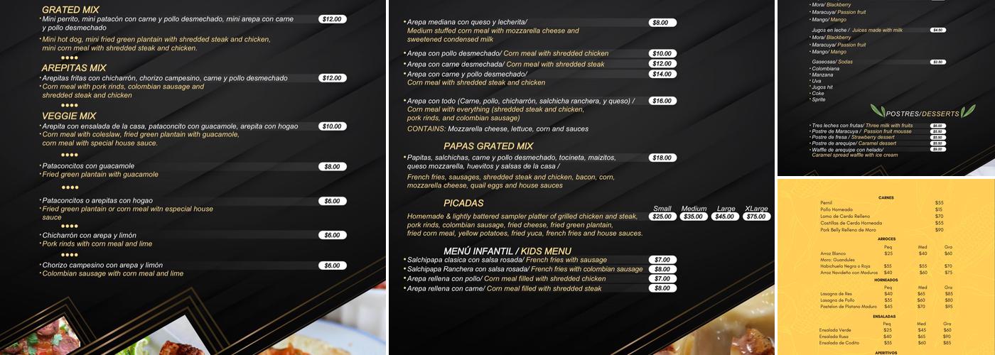 Grated mix Menu