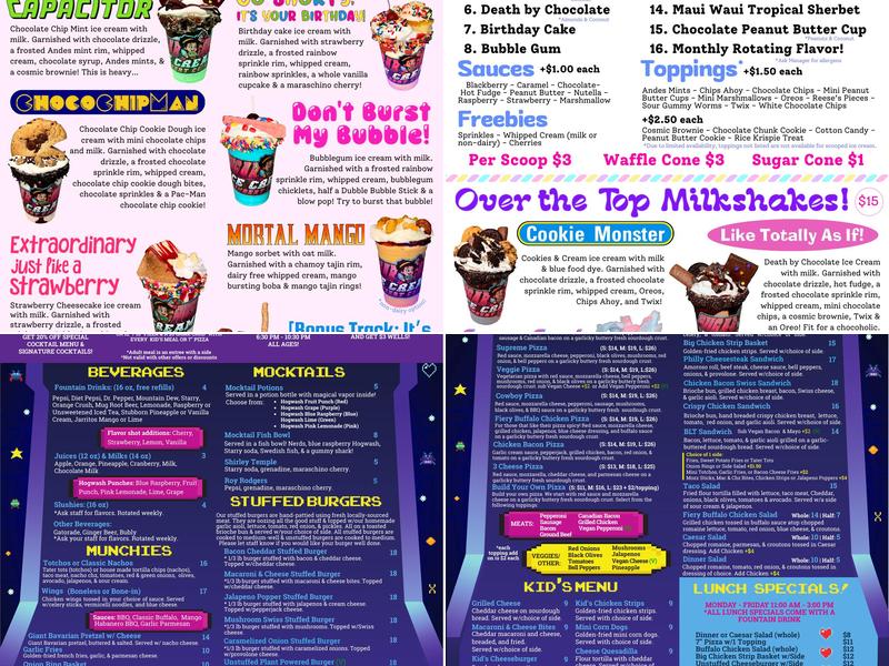 Insert Coin Centralia Menu