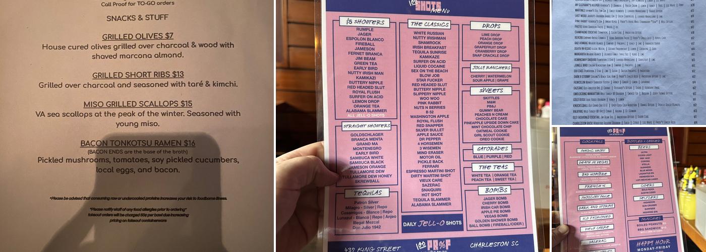Proof Bar Menu