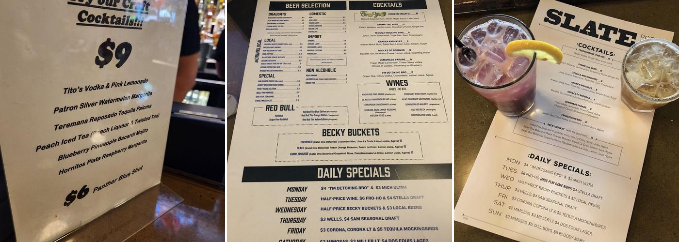 Slate Charlotte Menu