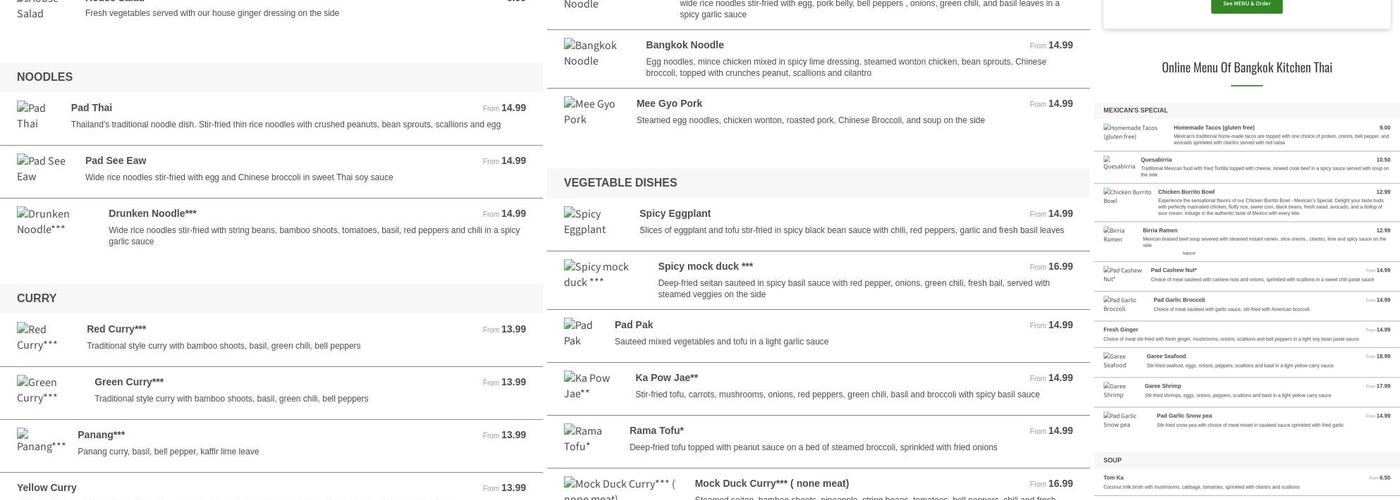 Bangkok Zone Thai - Maxican Menu