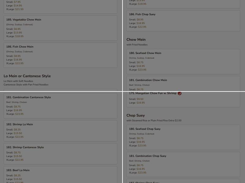 Hua's Open Kitchen Menu