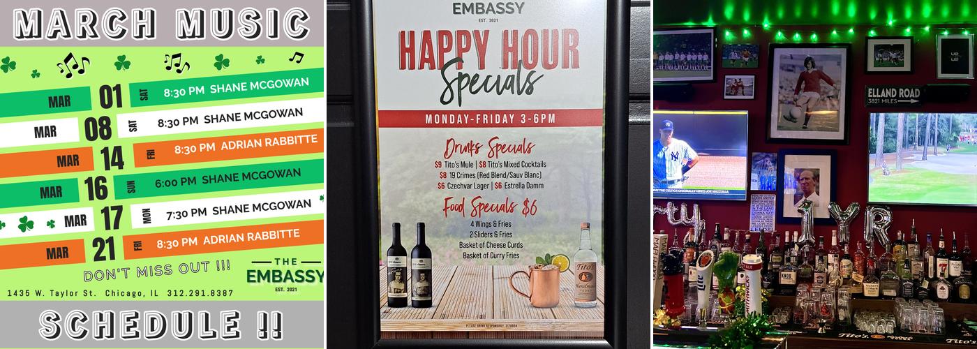 The Embassy Public House Menu