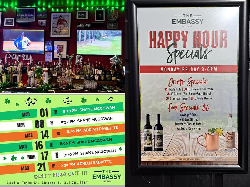 The Embassy Public House Menu