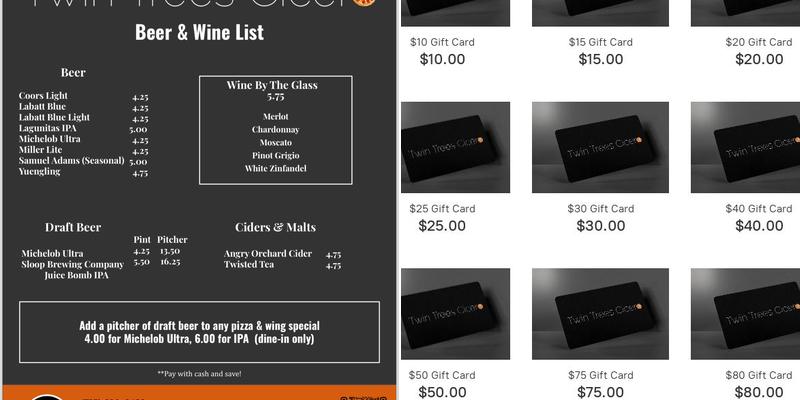 Twin Trees Cicero Menu