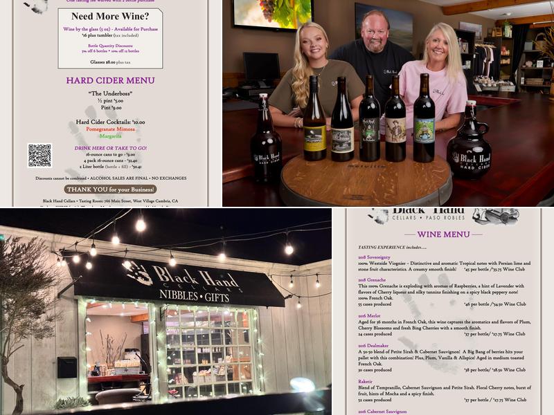 Black Hand Cellars Menu