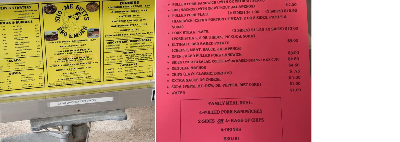 Sho-Me Butts BBQ & More, LLC Menu