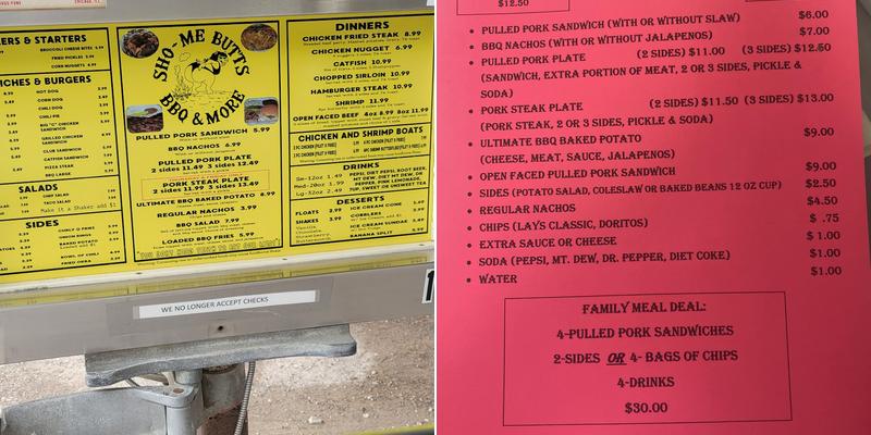 Sho-Me Butts BBQ & More, LLC Menu