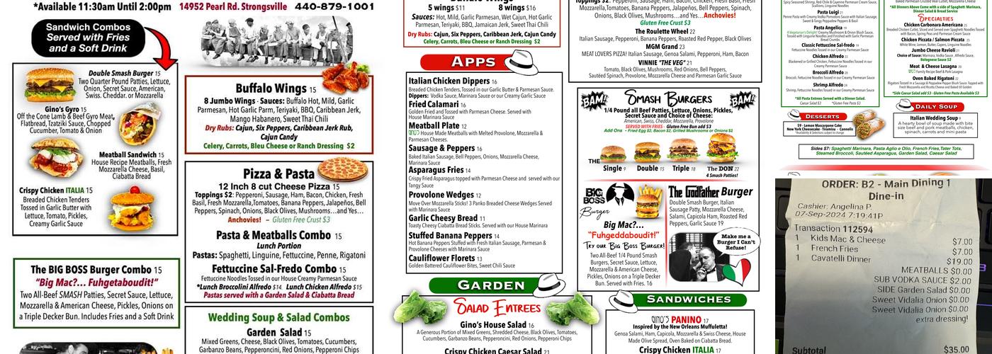 Gino’s more than just Italian! Menu