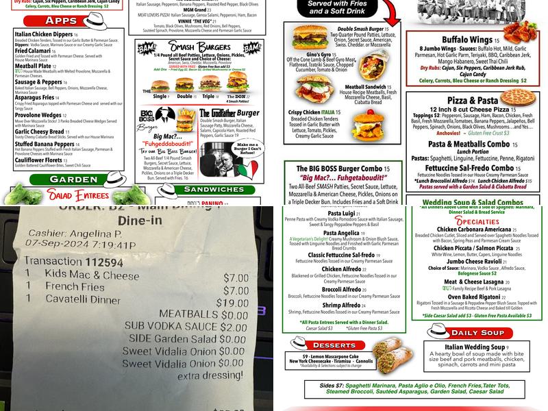 Gino’s more than just Italian! Menu