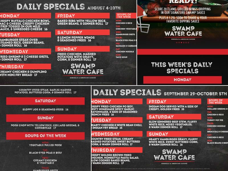 Swamp Water Cafe Menu