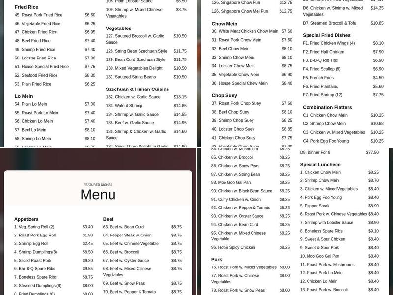 China Wok Restaurant Menu