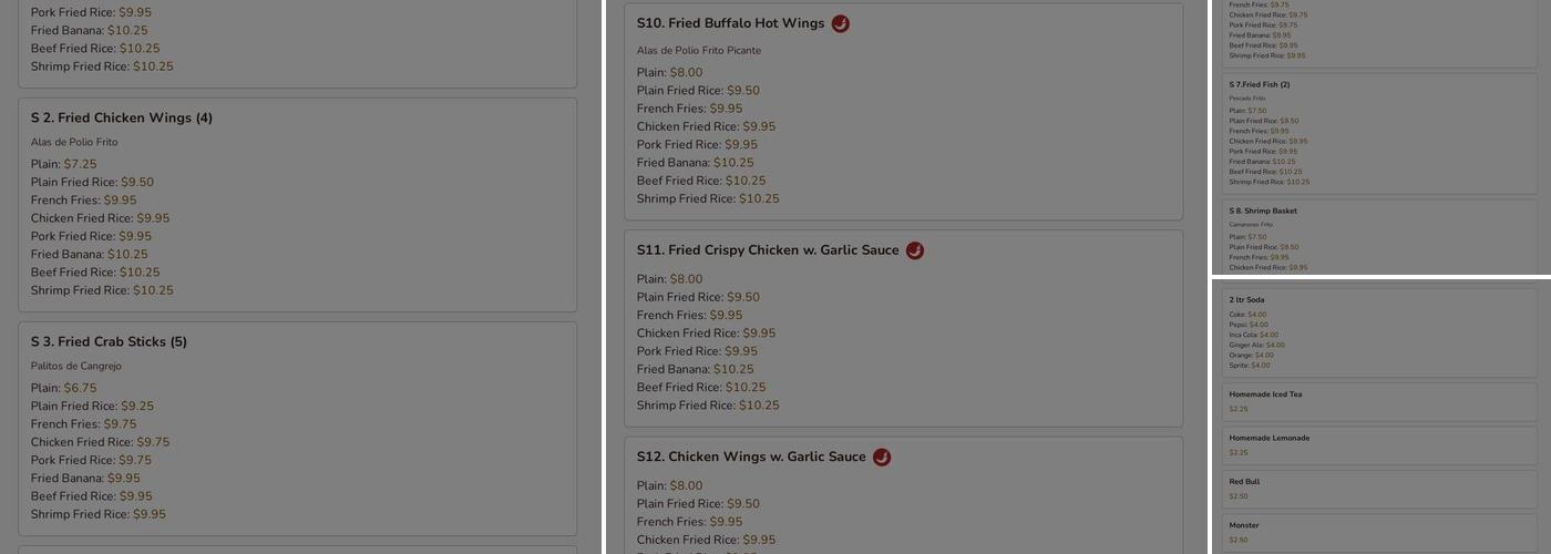 Hong Kong Restaurant Menu