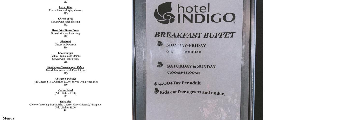 Harvard & Main, Bar And Bistro Menu