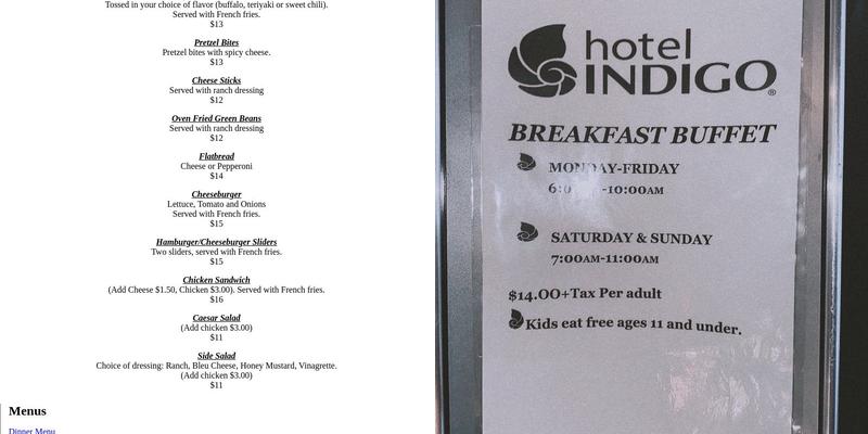 Harvard & Main, Bar And Bistro Menu