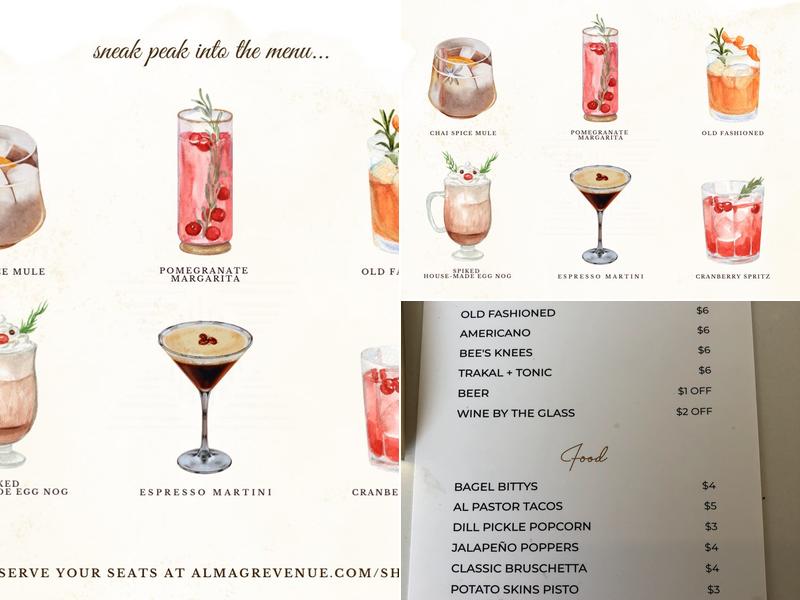 The Bar at ALMAGRE Menu