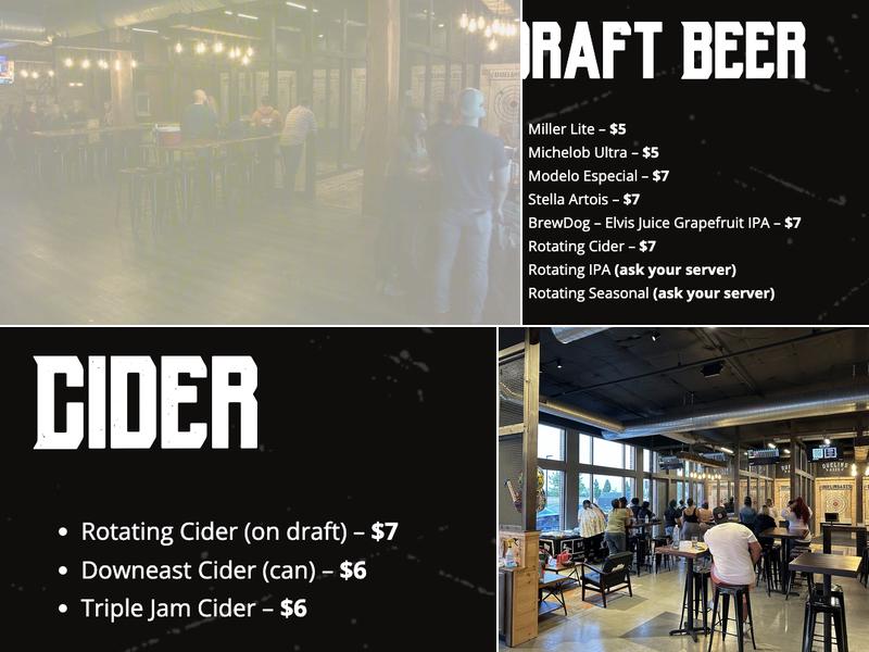 Dueling Axes - New Albany | Axe Throwing Bar Menu