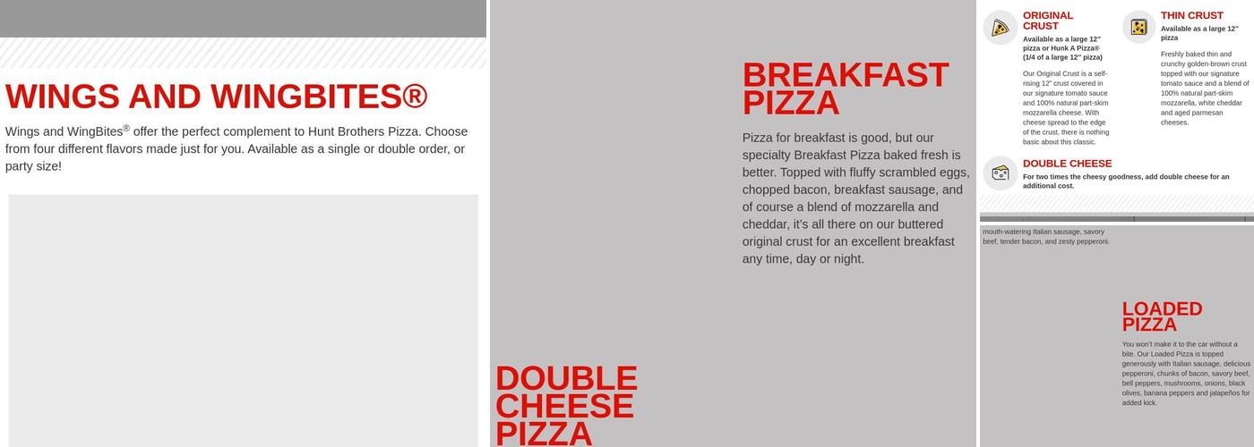 Hunt Brothers Pizza Menu