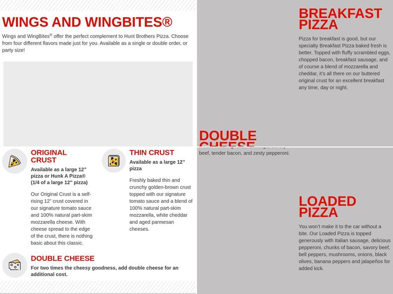 Hunt Brothers Pizza Menu